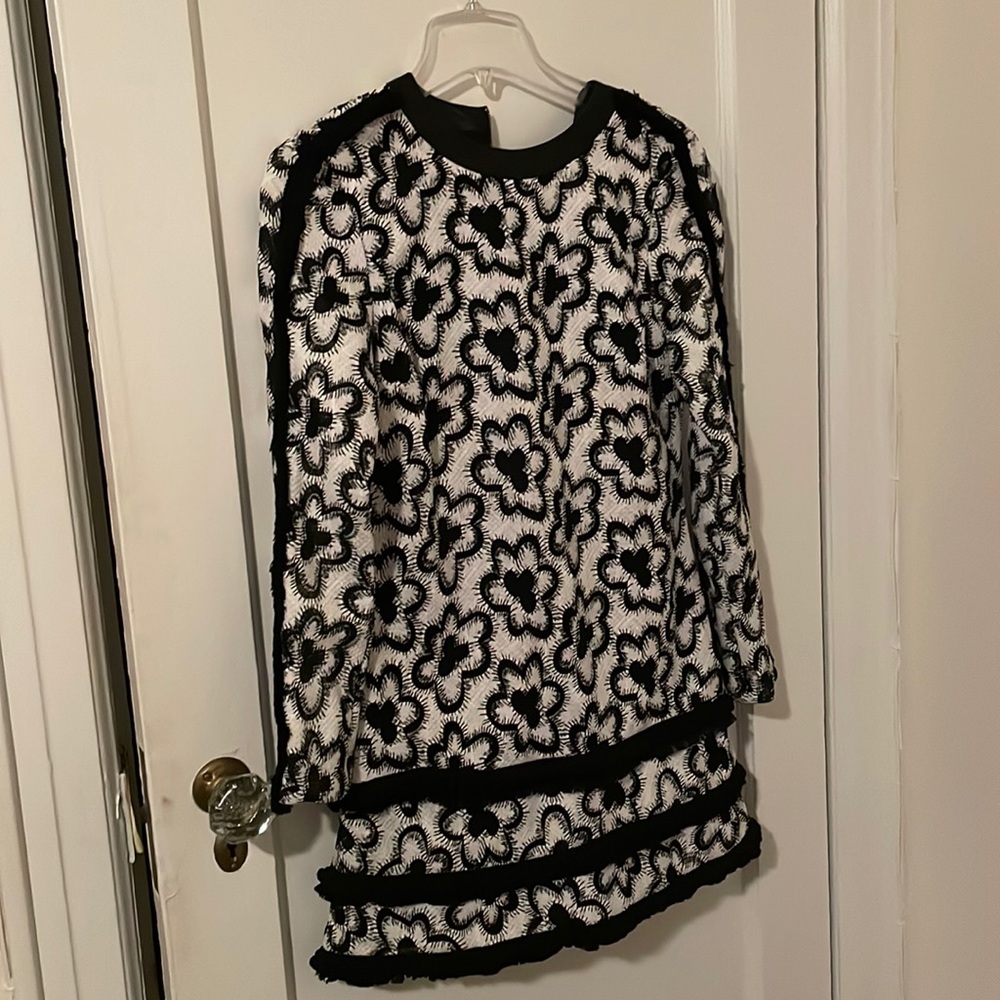 Alexis dress with leather black trim